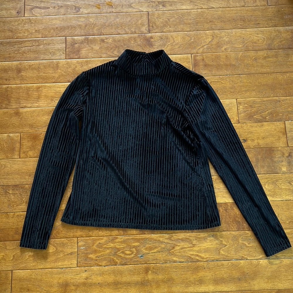 Velvet Striped Mock Neck